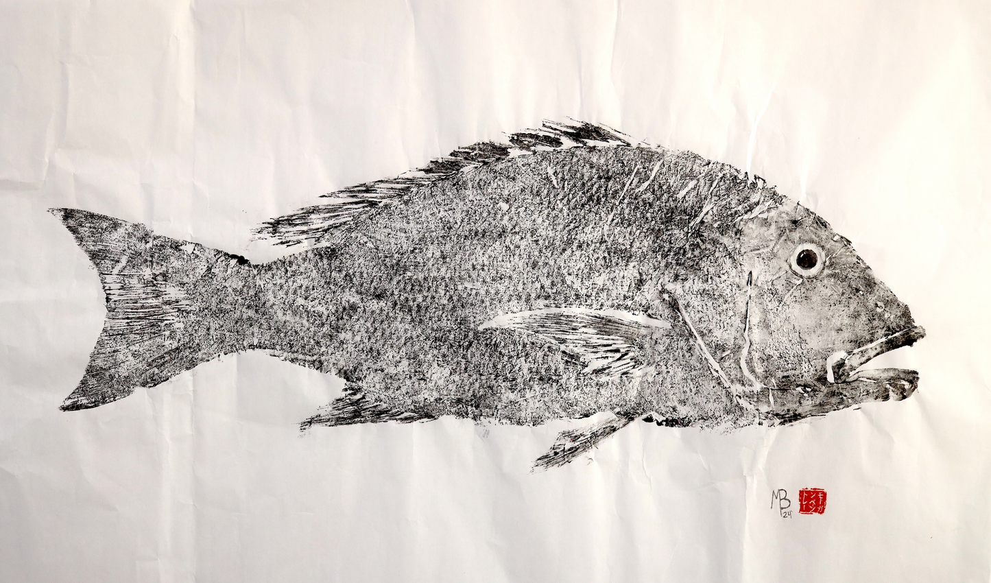 SOLD Original Gyotaku Mutton Snapper Fish Print 2nd Edition