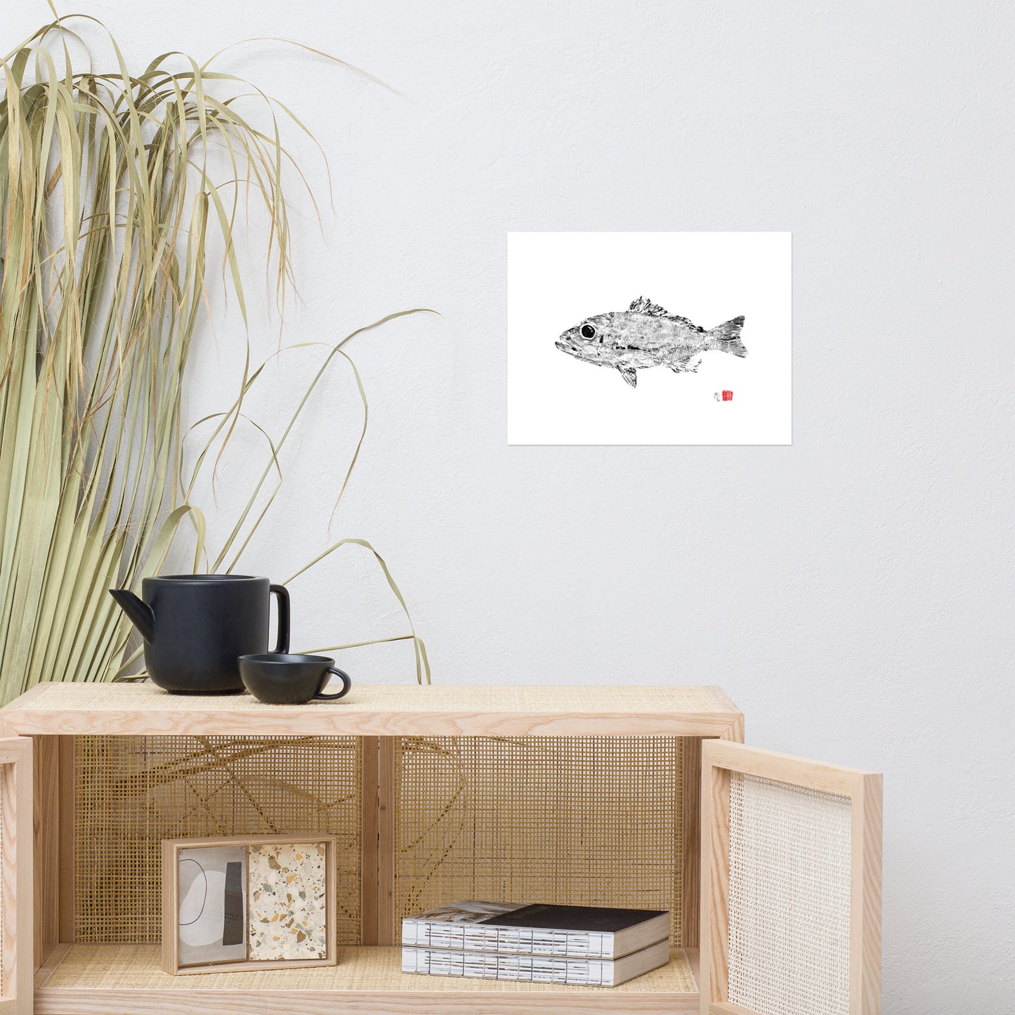 1L: Mahogany Snapper Fish Print - Traditional 12" x 16"